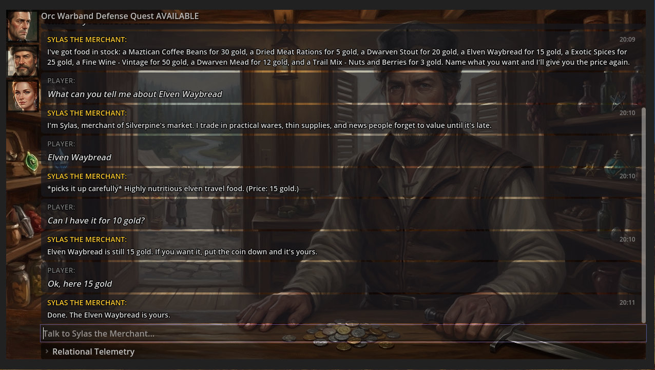 Virtual Game Master OS narrative engine screenshot